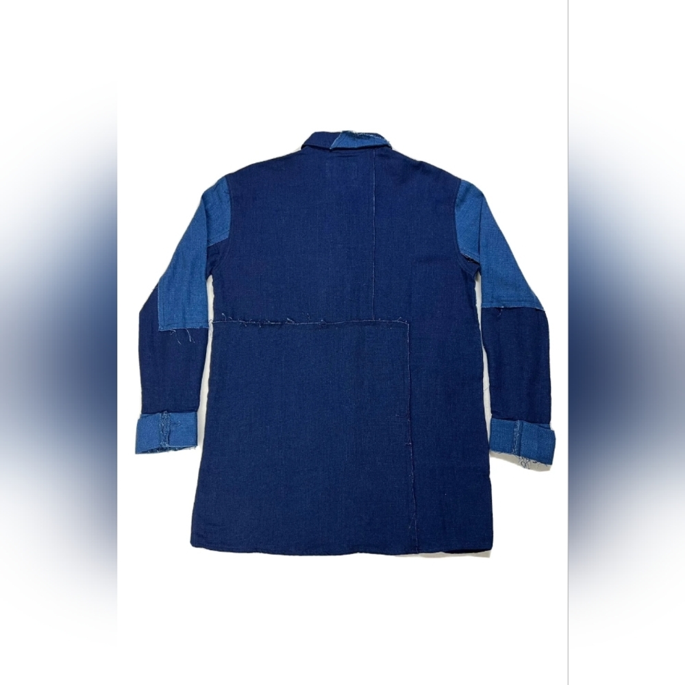 Sandrine Rose x Free People Long Shirt Women’s Small Patchwork Handmade Blue - Picture 3 of 8